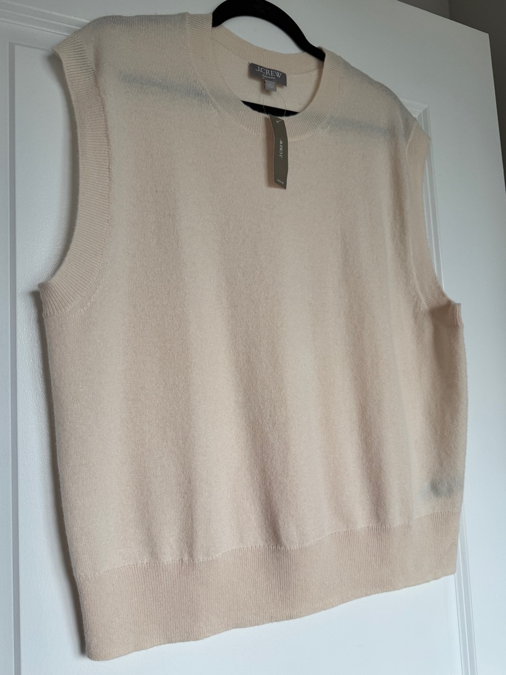 NWT! J. CREW Women’s 100% Cashmere relaxed sweater-vest hthr muslin large CM660 - Picture 2 of 11